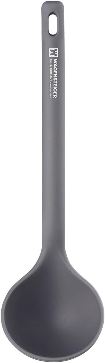 Wagensteiger Dark Gray Silicone Ladle: Heat Resistant with Gentle Head Structure, Non-stick Cookware Safe, Portion Batter, BPA Safe (12.6inch x 3.15inch)