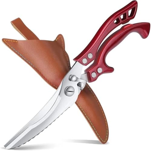 Dream Reach Poultry Shears Red - Heavy Duty Stainless Steel Kitchen Shears
