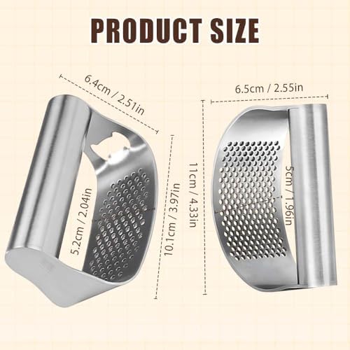 Stainless Steel Garlic Press, 2026 Upgrade Garlic Press Rocker Heavy Duty Stainless Steel Garlic Mincer, Heavy Garlic Chopper with Peeler And Cleaning Brush (2PCS With Corkscrew)