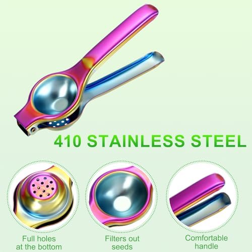 uxcell Metal Lemon Squeezer, Stainless Steel Citrus Fruit Juicer Handheld Lemon Juicer Squeezer Manual Press Professional Hand Kitchen Tool for Lemon Citrus Juicing, Colorful