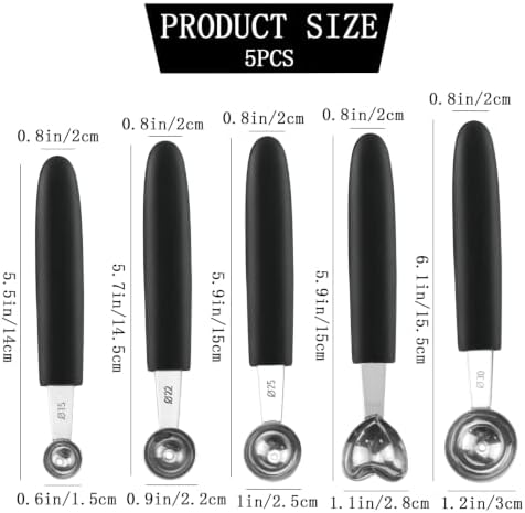 5 Pcs Stainless Steel Fruit Scoop Set with Heart Shaped Scoop