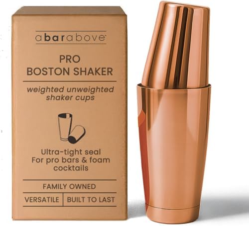 A Bar Above Boston Cocktail Shaker Set, 2 Piece, 18 and 28 Oz Tins, Copper