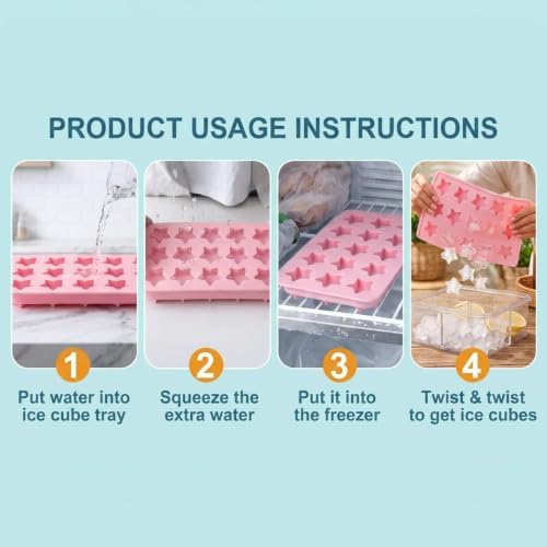 Star Ice Cube Tray,Stars Silicone Ice Trays for Freezer (2pcs Star)