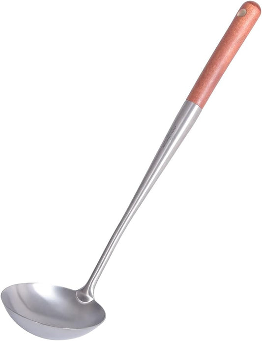 iBasingo&Boundless Voyage Titanium Soup Ladle Durable Rust Proof With Wood Handle Soup Serving Spoon Ladles for Cooking Gravy Sauces US-Ti5004P