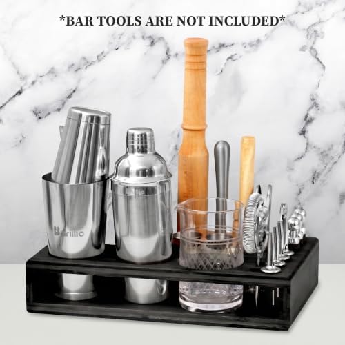 Barillio Black Bamboo Stand for Bartender Kit Storage (Bar Tools are Not Included) | Cocktail Shaker Set Wood Holder | Perfect Match with Barillio Complete Bar Tool Set