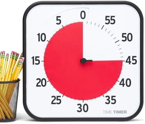 TIME TIMER 12 inch Visual Timer 60 Minute Kids Desk Countdown Clock with Dry Erase Activity Card, Also Magnetic for Classroom, Homeschooling Study Tool, Task Reminder, Home and Kitchen Timer