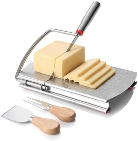 Cheese Slicer with 2 PCS Knife, Multipurpose Cheese Cutter Stainless Steel Cheese Slicers with 2 PCS Cheese Knives Set