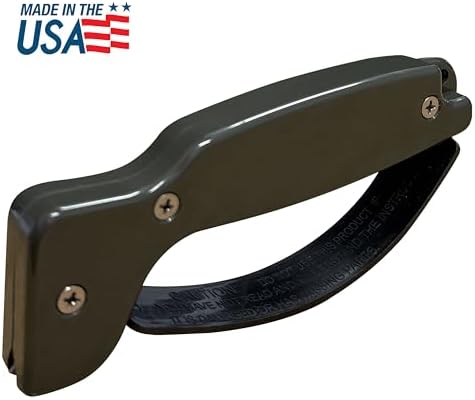 AccuSharp Knife Sharpener, Ergonomic Comfortable Handle, Compact & Easy to Use, Restore and Hone Straight & Serrated Knives, OD Green