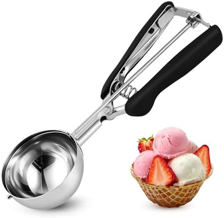 Extra Large Ice Cream Scoop 70MM, Trigger Release Stainless Steel Cookie Scoop, Portion Scoop 3.7 oz/105ml, Commercial Food Disher, for Portion Control, Cookie Dough, Cupcake Batter (7 Tablespoon)