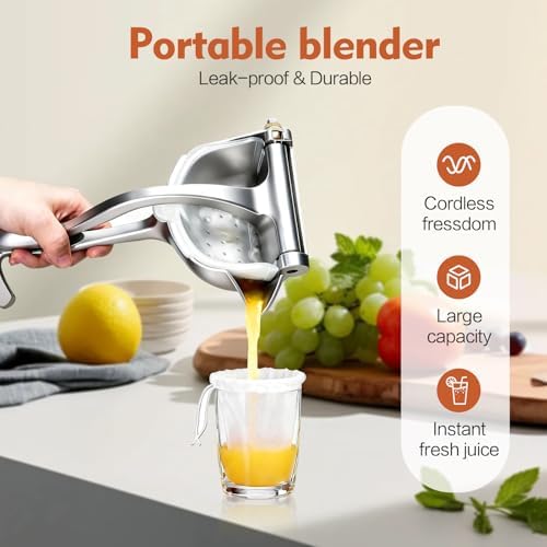 Heavy Duty Manual Fruit Juicer Press,XL Fresh Fruit Juice Extractor,2026 New Hand Press Citrus Squeezer for Lemon, Orange, Grape