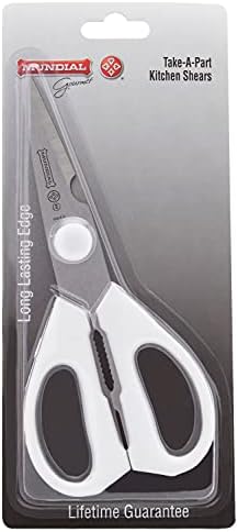 Mundial W656 Kitchen Take-Apart Shears, 8-Inch, Stainless Steel Blades, Ergonomic Non-Slip White Handle, Ideal for Cutting
