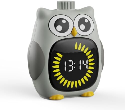 Grey Big-Eyed Owl Visual Timer for Kids,Classroom Timer