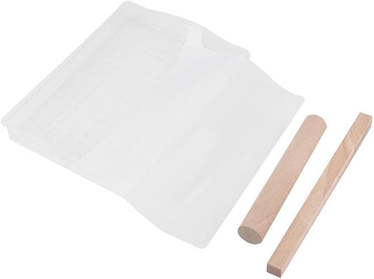 DIY Handmade Nougat Tools Tray Set Silicone Nougat Nonstick Making Mat Wooden Rolling Pin Baking Tools Chocolate Candy Tools Wooden Rolling Pin Set