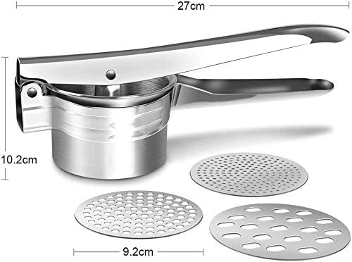 Potato Ricer Masher - Premium Stainless Steel, 3 Interchangeable Discs - Manual Potato Press, Ideal for Fruits, Vegetables, Baby Food Easy to Clean