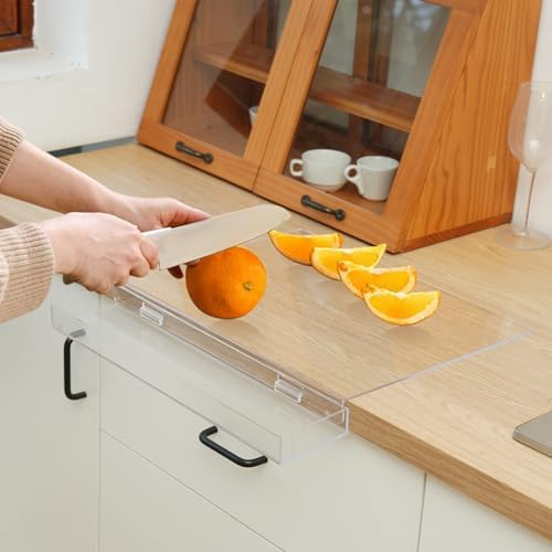 Acrylic Cutting Board with Waste container and Counter Lip,17x13 Inch