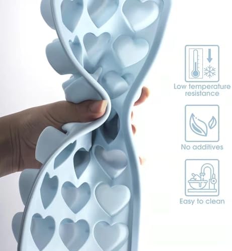 Heart Shape Ice Cube Tray, 21 Holes Silicone Ice Cube Mold with Removable Lid Flexible for Whiskey Cocktail Chocolate (White)
