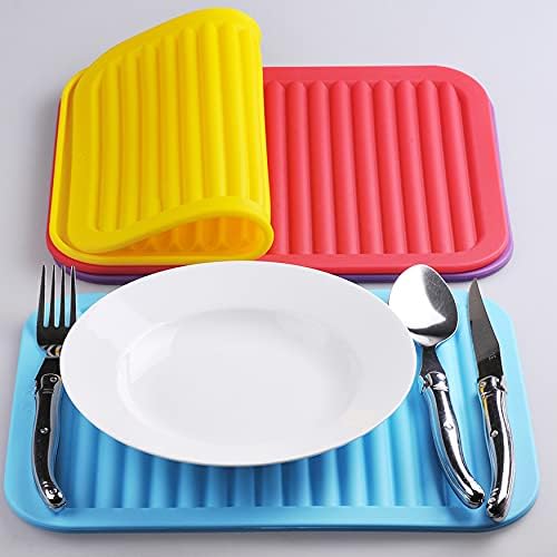Silicone Trivets Mats for Hot Dishes and Hot Pots, Hot Pads for Countertops, Tables, Pot Holders, Spoon Rest Small Drying Mats Set of 2 Many Colors for Your Choose (Grey Blue)