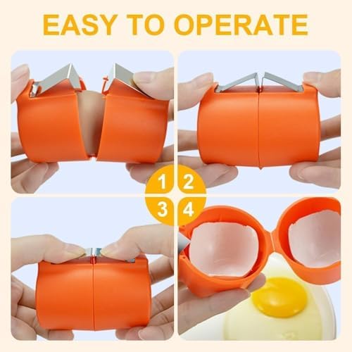 Egg Shell Opener, 2025 New Egg Cracker Tool for Raw Eggs, Egg Separator Egg Shell Opener Breaker Cutter for Raw Eggs Cracking Tool, Handheld Eggs Breaker Cutter Tool for Raw Eggs (Orange 1PC)