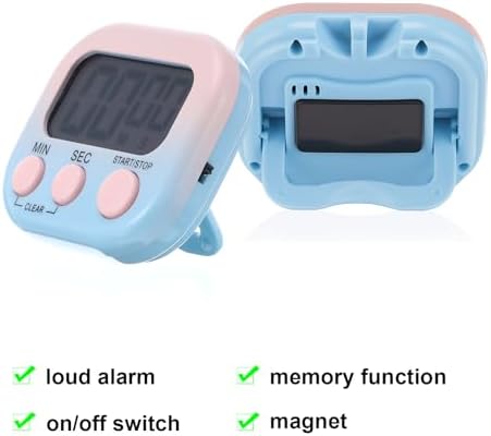 Weewooday 12 Pcs Digital Kitchen Magnetic Timer Bulk Classroom Count up Countdown Egg Timer Cute Desk Stopwatch for Back to School Teacher Kids Cooking Office(Pink and Blue,Gradient Style)