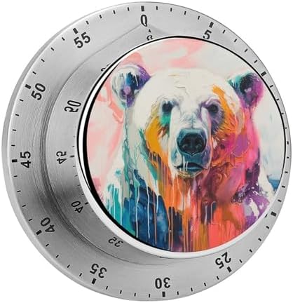 Melting Bear Kitchen Timers for Cooking Cute Animal Colorful Chef Cooking Timer Clock with Loud Alarm No Batteries Required Mechanical Desk Timer Magnetic Backing