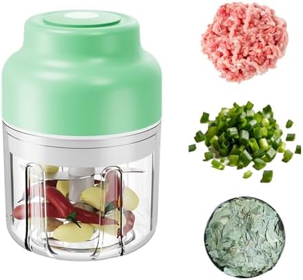 Kuars Gvni Wireless Garlic Chopper 11.26oz Mini Electric Food Processor Portable Small Blender for Chili Scallion Garlic Minced Meat Herbs (Green)