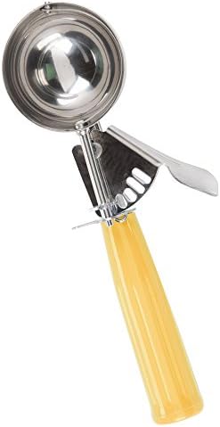 Tiger Chef Yellow 1-2/3 oz Stainless Steel Ice Cream Scoop Disher - NSF Certified - For ice cream, frozen yogurt, cookie dough, meat balls, rice dishes, and vegetable purées. (1, 1-2/3 oz Yellow)