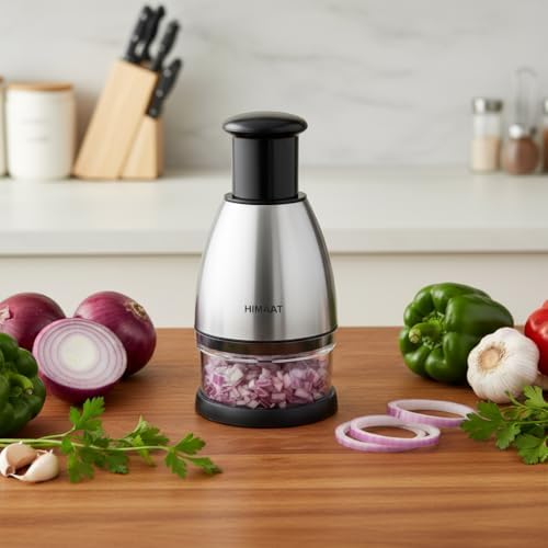 Manual Vegetable Dicer - Efficient Stainless Steel Hand Chopper for Onions, Garlic, Tomatoes, Nuts, Herbs, Salad. Perfect Kitchen Gadget for Fast, Easy Food Prep. Dishwasher Safe.
