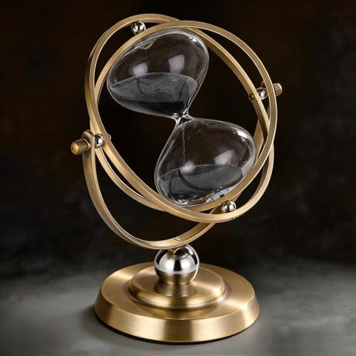 Hourglass Sand Clock Timer, Vintage Brass Hour Glass 60 Minute for Decor