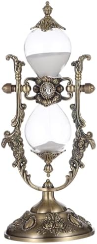Vintage Hour Glass, 15 Minute Sanduhr Timer Bronze Zinc Alloy Frame, Metal Base Glass Timer for Home Desk Office Weddin Kitchen