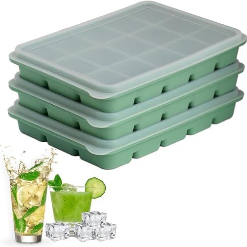 Silicone Ice Cube Trays, Green, Set of 3