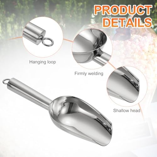 uxcell 2pcs Metal Ice Scoop, 7.1" x 2.4"Stainless Steel Ice Scooper for Kitchen Party Bar Wedding Use, Silver
