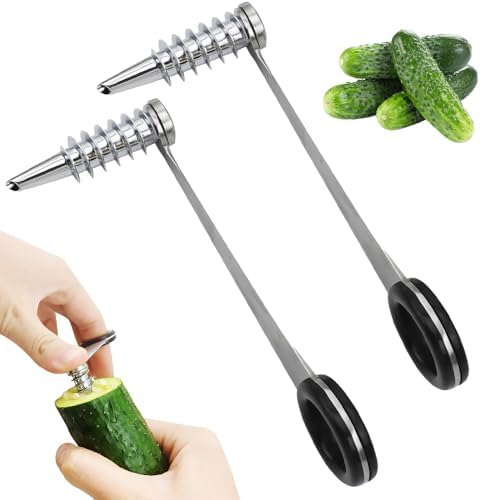 Piranha Spiral Cutting Machine, Stainless Steel Spiral Cutter for Veggies, Portable and Creativity Cucumber Potato Carrot Slicer Cutter Manual Kitchen (2pcs)