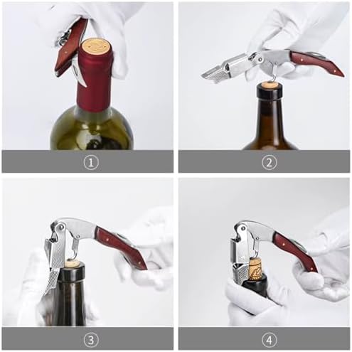 DUTHINGS - Wine Opener with Leather Case, Stainless Steel Corkscrew Wine Opener with Wood Handle, Waiters Corkscrew Wine Key for Bartenders