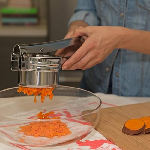 Potato Ricer 15oz, Heavy Duty Stainless Steel Potato Masher and Ricer for Mashed Potatoes,with 3 Interchangeable Discs, Potato Press Kitchen Tool for Mashed