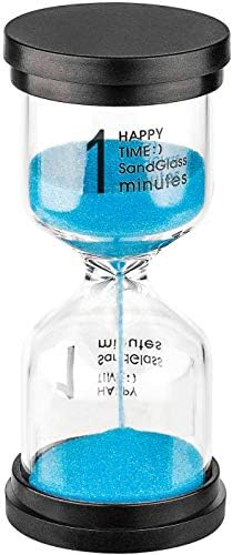 Sand Timer 1 Minute Hourglass Timer： Colorful Sand Watch 1 Minute, Small Blue Sand Clock one Minute, Plastic Hour Glass Sandglass Timer for Kids, Games, Classroom, Kitchen, Decoration