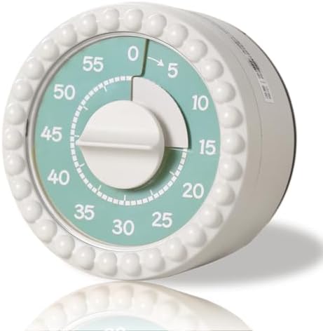 60-Minute Mechanical Kitchen Timer with Loud Alarm for Cooking, Baking, Eggs, and Kids - Magnetic Back, Cute Yellow Design, no Battery Needed, Egg Timer, Visual Timer for Kids, 1 Minute Sand Timer