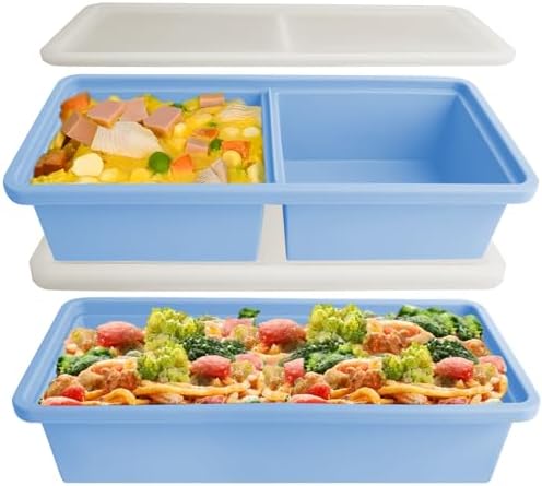 Silicone Freezer Trays With Lids,2 Cup & 5 Cup Ice Cube Tray Leak-Proof Soup Containers With Lids For Meal Prep & Freezing Soup, Stews, Sauces Food Storage Dishwasher-Safe