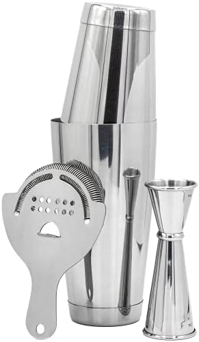 The Art of Craft Professional Cocktail Shaker Set Bartending Kit: Weighted Boston Shaker Tins, Hawthorne Strainer and Japanese Jigger