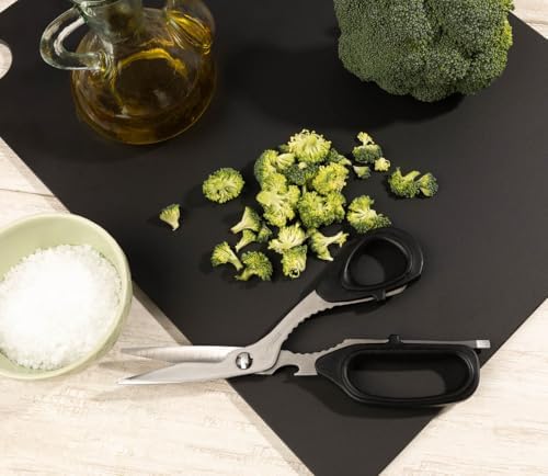 Kitchen Scissors 8 Inch Stainless Steel. Scissors for Meat Use. Polypropylene Handle and 215 mm Blade. Series Prochef. Black Color