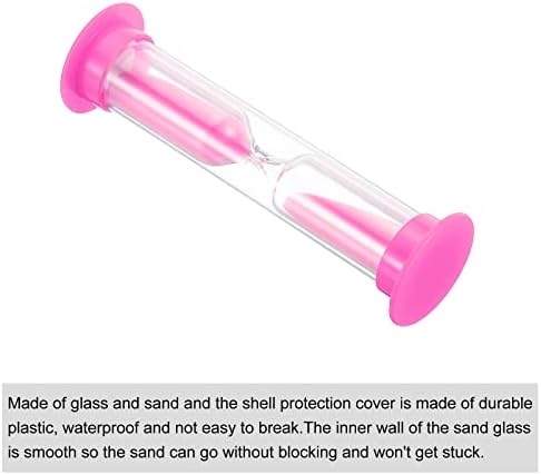 PATIKIL 3 Minute Sand Timer, 4Pcs Small Sandy Clock with Plastic Cover, Count Down Sand Glass for Games, Kitchen, Party Favors DIY Decoration, Pink