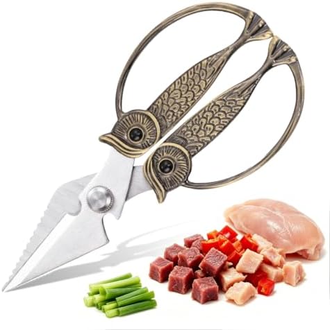 XSNBRD Heavy Duty Kitchen Scissors Bronzed Stainless Steel Owl Shears Large