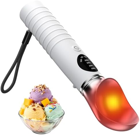 Electric Heated Ice Cream Scoop with Stainless Steel Head, 4 Temperature Settings Led Display, 90 Mins Runtime Type-c Charging for Home Kitchen, Ice Cream Shop, Dessert Making
