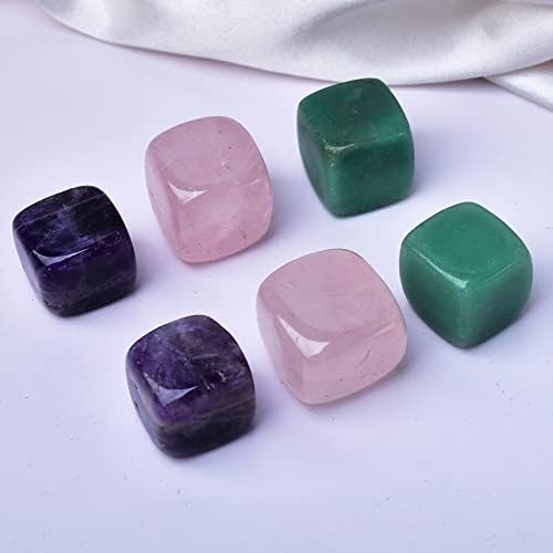 Green aventurine Whiskey Stones Chilling Crystal Ice Cubes for Drinks Whiskey Rocks 0.8" Wine Cubes Gifts for Women Set of 6