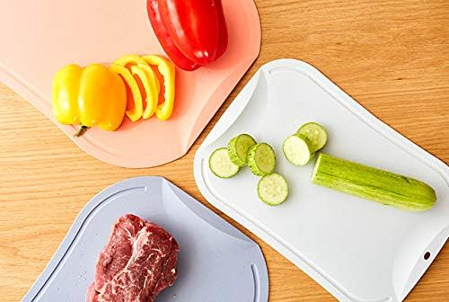 doblé Non-Scratch Flexible Cutting Board for Chopping, Scratch Free Juice Grooves with Easy Grip Handle, Non-Slip Dishwasher Safe for Kitchen (Small (11.2" x 7.79"), Blue gray)