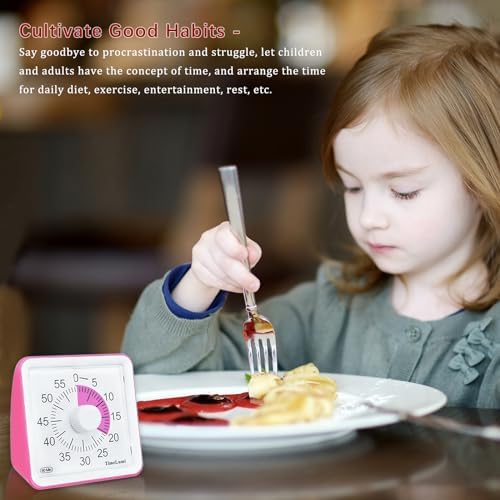60-Minute Visual Timer for Kids, Management Classroom Timer, Pink