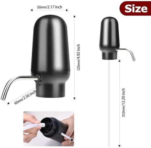 KUFUNG Smart Electric Wine Aerator Dispenser & Decanter Set Rechargeable Design with Micro USB Cable, Pump Dispenser Ideal for Pouring（BLACK）