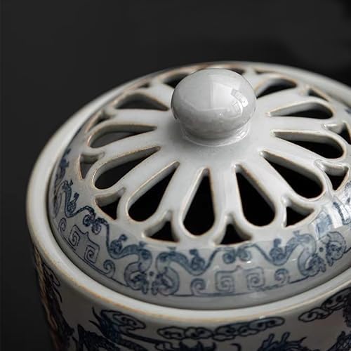 Ceramic Garlic Keeper Storage Jar: Blue and White Porcelain Garlic Keeper, Breathable Garlic Holder Storage Tank, Kitchen Garlic Saver Storage Chili Garlic Container