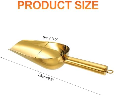 uxcell Metal Ice Scoop, 9.8" x 3.5"Stainless Steel Ice Scooper for Kitchen Party Bar Wedding Use, Gold