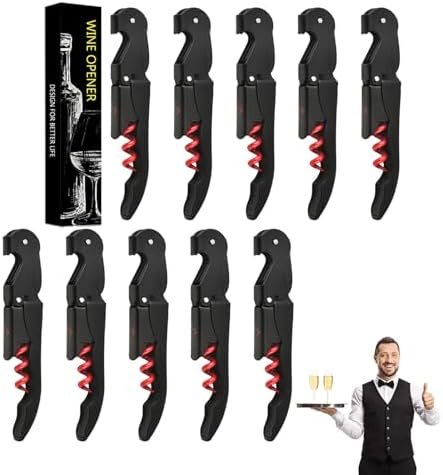 Wine Opener Waiter Corkscrew, Professional Wine Key for Servers, Bartender with Foil Cutter, Manual Wine Bottle Opener Double Hinged (2 Gift Box, Black Red)