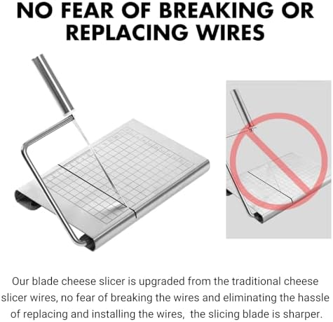 Stainless Steel Cheese Slicer - Multipurpose Cheese Cutter for Block Cheese, Butter, Fruits & Vegetables - Easy to Clean, Dishwasher Safe